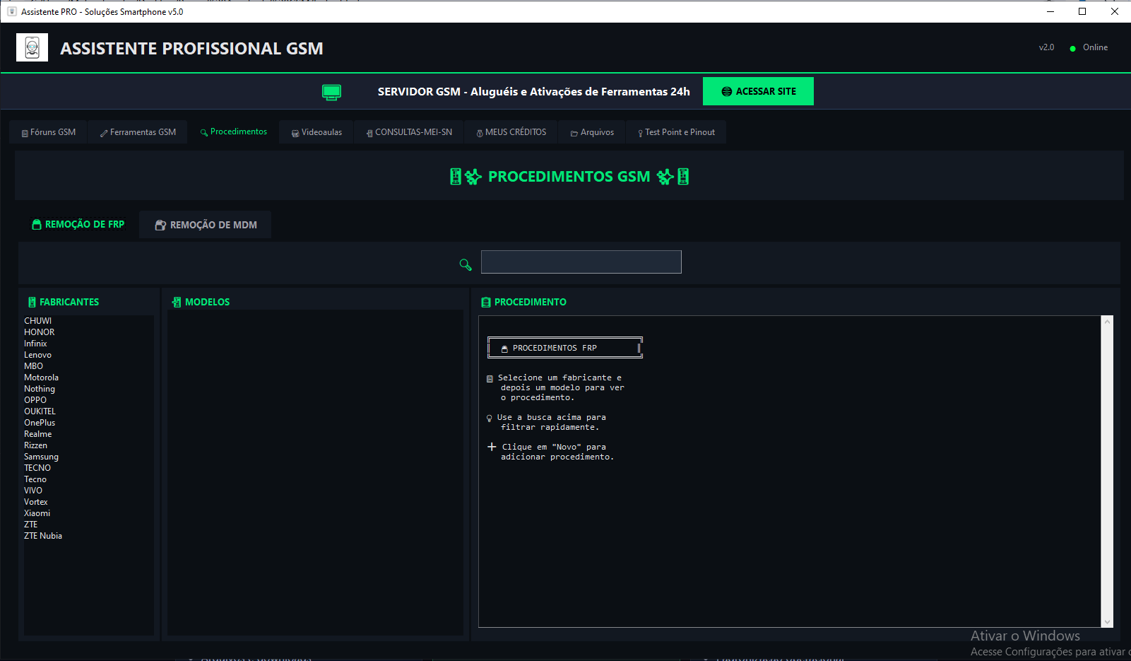 Assistente GSM - recursos do sistema